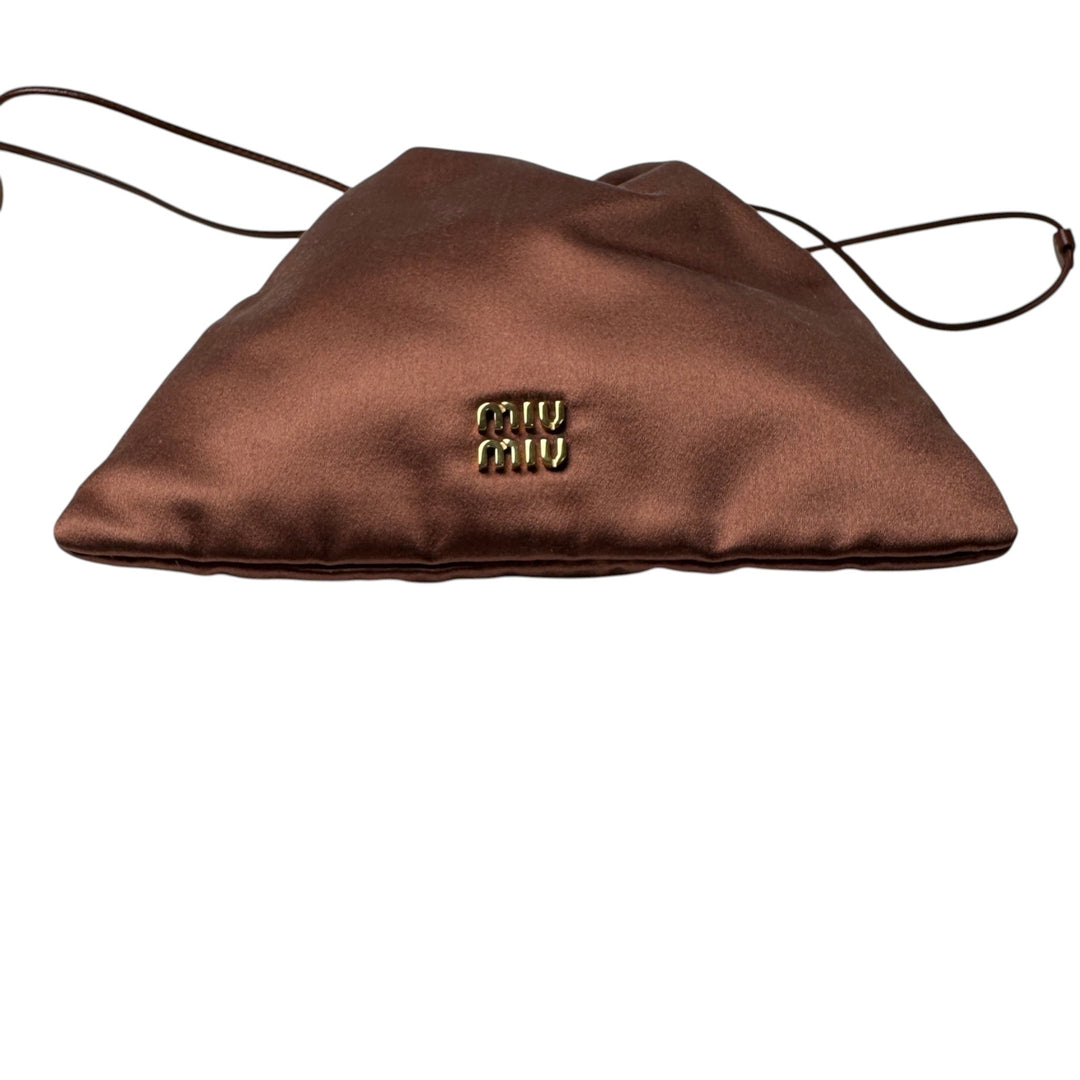 未使用 ミュウミュウ MIU MIU サテン 巾着 ドローストリング ポーチ レディース
