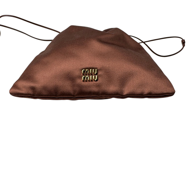 未使用 ミュウミュウ MIU MIU サテン 巾着 ドローストリング ポーチ レディース