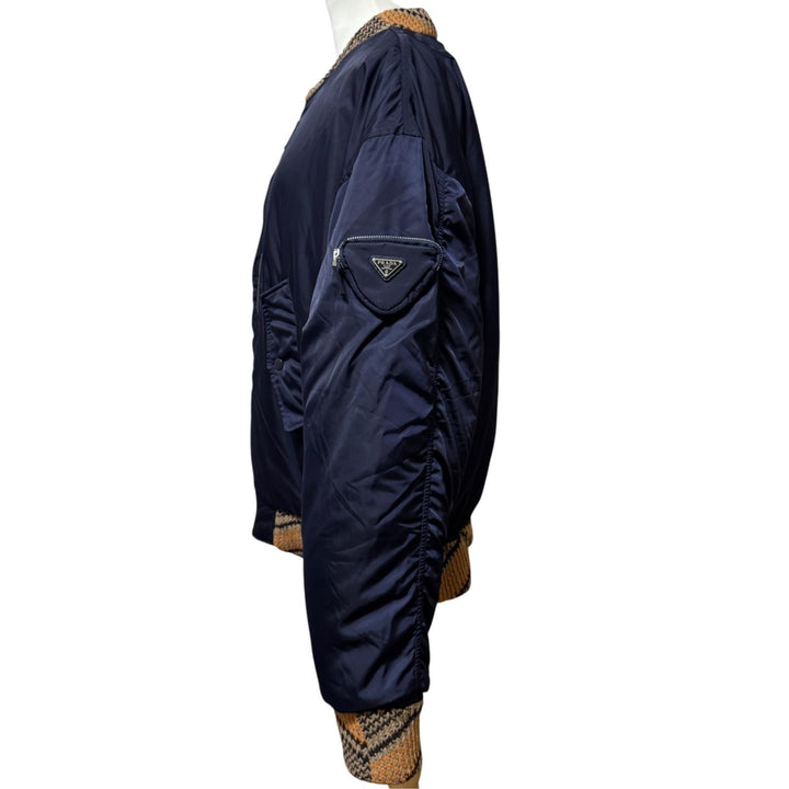 プラダ PRADA 21AW Re-Nylon ニットボンバージャケット ラフシモンズ M メンズ 大きめ