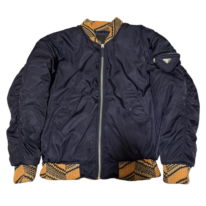 プラダ PRADA 21AW Re-Nylon ニットボンバージャケット ラフシモンズ M メンズ 大きめ
