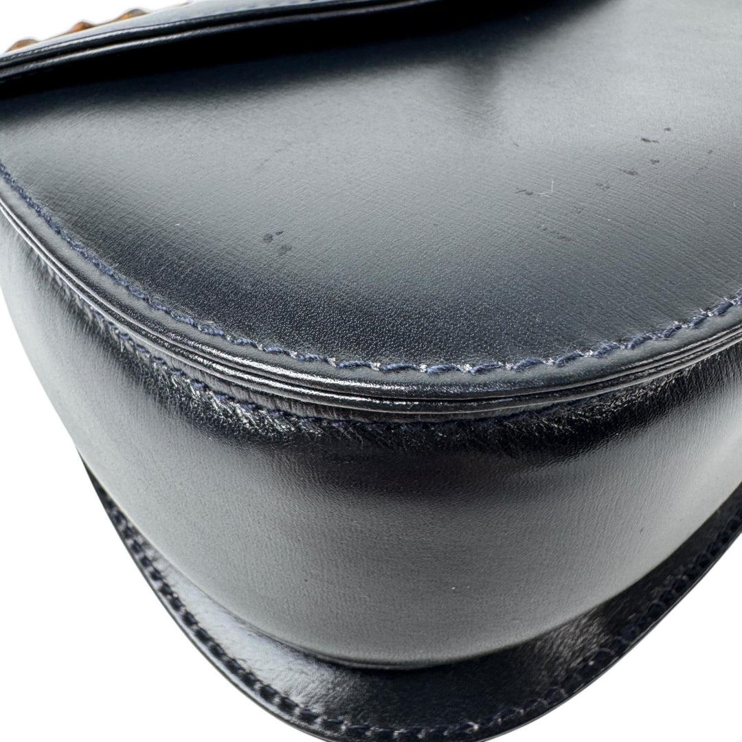 グッチ GUCCI オールドグッチ バンブー 2way ミニショルダーバッグ ハンドバッグ 黒 カーフ 斜めがけ クロスボディ レディース