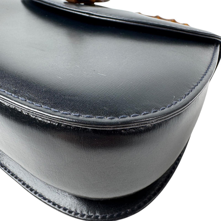 グッチ GUCCI オールドグッチ バンブー 2way ミニショルダーバッグ ハンドバッグ 黒 カーフ 斜めがけ クロスボディ レディース