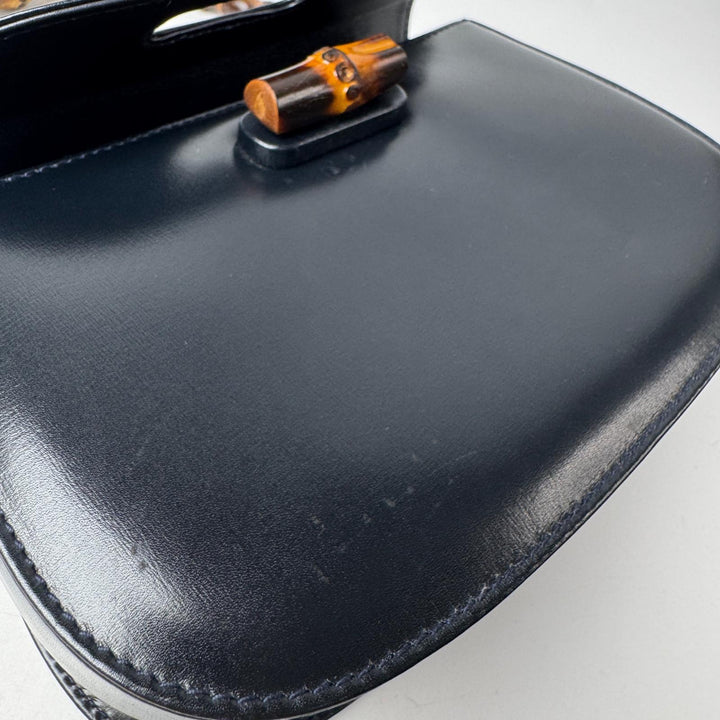 グッチ GUCCI オールドグッチ バンブー 2way ミニショルダーバッグ ハンドバッグ 黒 カーフ 斜めがけ クロスボディ レディース