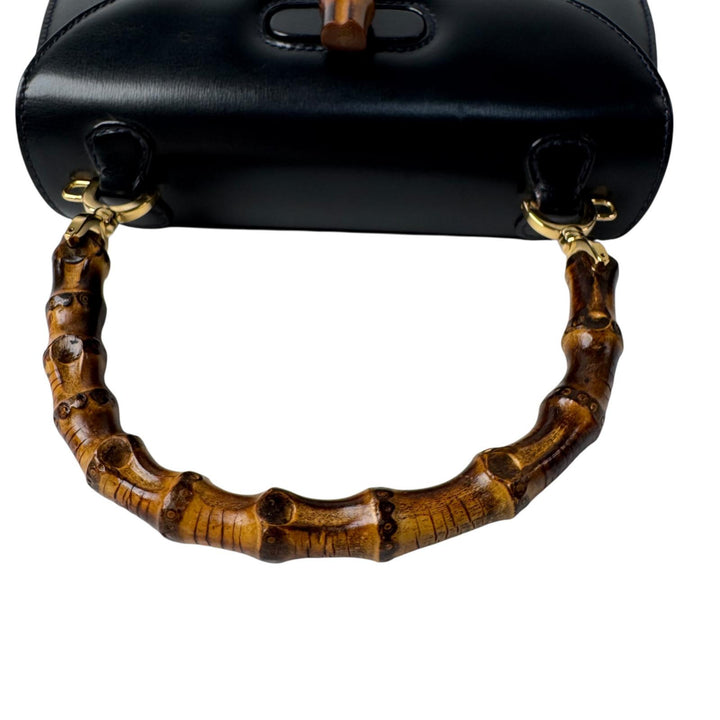 グッチ GUCCI オールドグッチ バンブー 2way ミニショルダーバッグ ハンドバッグ 黒 カーフ 斜めがけ クロスボディ レディース