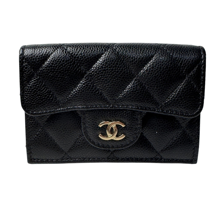 美品 シャネル CHANEL マトラッセ キャビアスキン 三つ折り財布 ランダム レディース