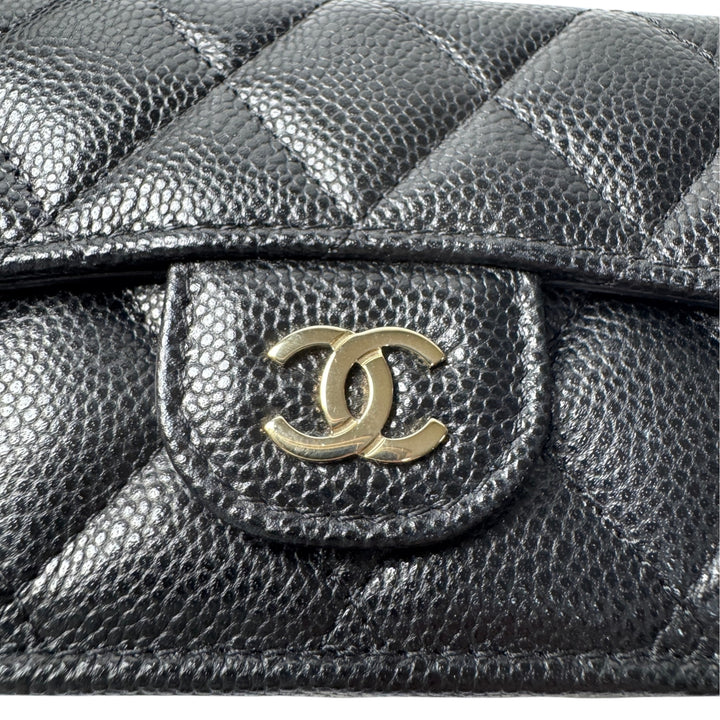 美品 シャネル CHANEL マトラッセ キャビアスキン 三つ折り財布 ランダム レディース