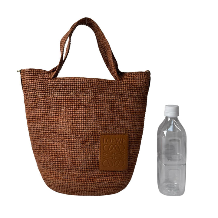 美品 ロエベ LOEWE スリットバッグ ミニ ラフィア×レザー 2way トートバッグ ショルダーバッグ 斜めがけ クロスボディ レディース