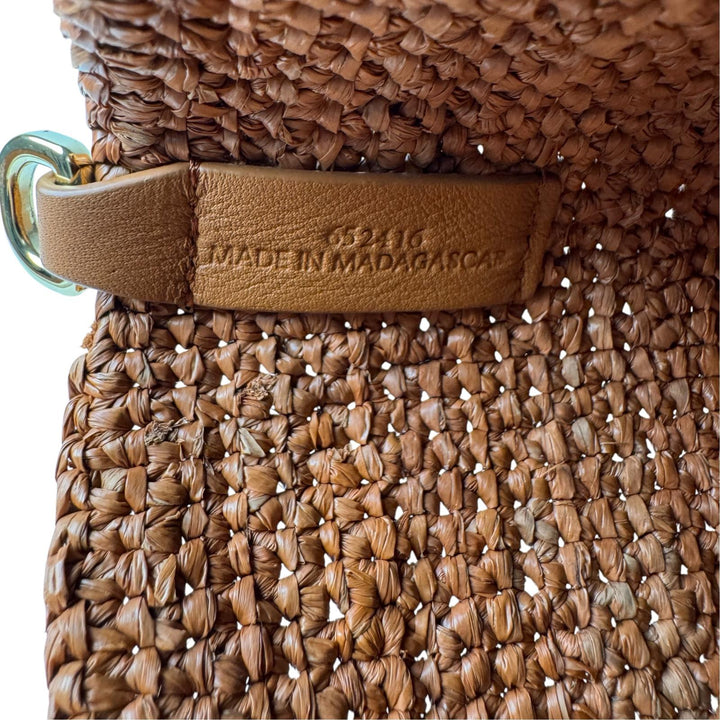美品 ロエベ LOEWE スリットバッグ ミニ ラフィア×レザー 2way トートバッグ ショルダーバッグ 斜めがけ クロスボディ レディース