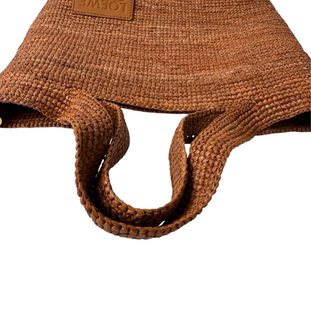 美品 ロエベ LOEWE スリットバッグ ミニ ラフィア×レザー 2way トートバッグ ショルダーバッグ 斜めがけ クロスボディ レディース
