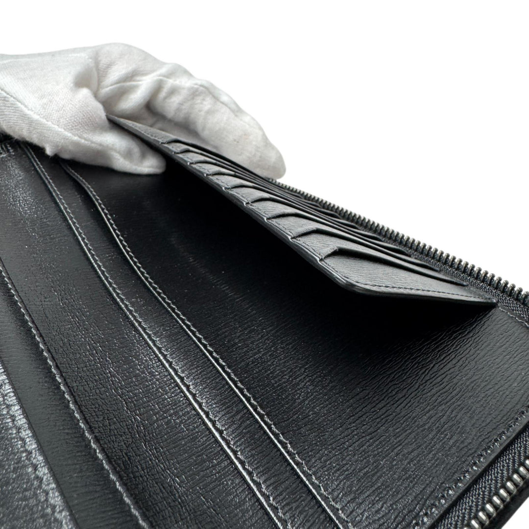 美品 モンブラン MONTBLANC サルトリアル レザー ラウンドファスナー 長財布 メンズ　ブラック　黒