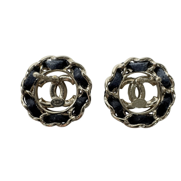 シャネル CHANEL ココマーク ラインストーン レザー チェーン ピアス B25V レディース