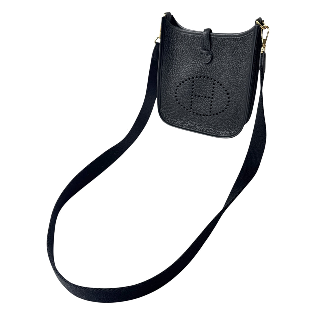 美品 エルメス HERMES エブリンTPM 黒 ノワール ゴールド金具 ショルダーバッグ 斜めがけ クロスボディ レディース