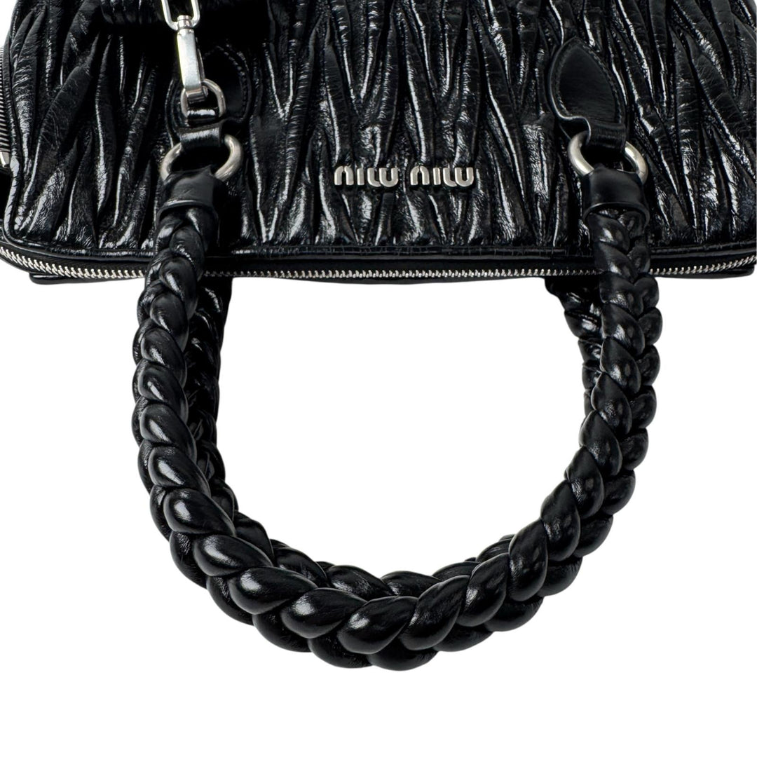 ミュウミュウ MIU MIU マテラッセ シャインレザー 2way ハンドバッグ ショルダーバッグ ポーチ付 斜めがけ クロスボディ レディース