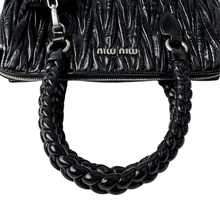 ミュウミュウ MIU MIU マテラッセ シャインレザー 2way ハンドバッグ ショルダーバッグ ポーチ付 斜めがけ クロスボディ レディース