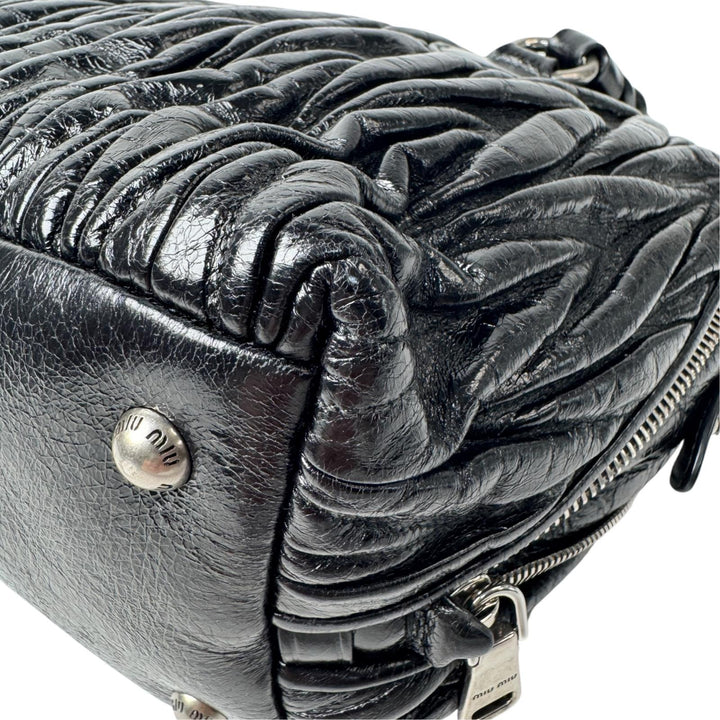ミュウミュウ MIU MIU マテラッセ シャインレザー 2way ハンドバッグ ショルダーバッグ ポーチ付 斜めがけ クロスボディ レディース