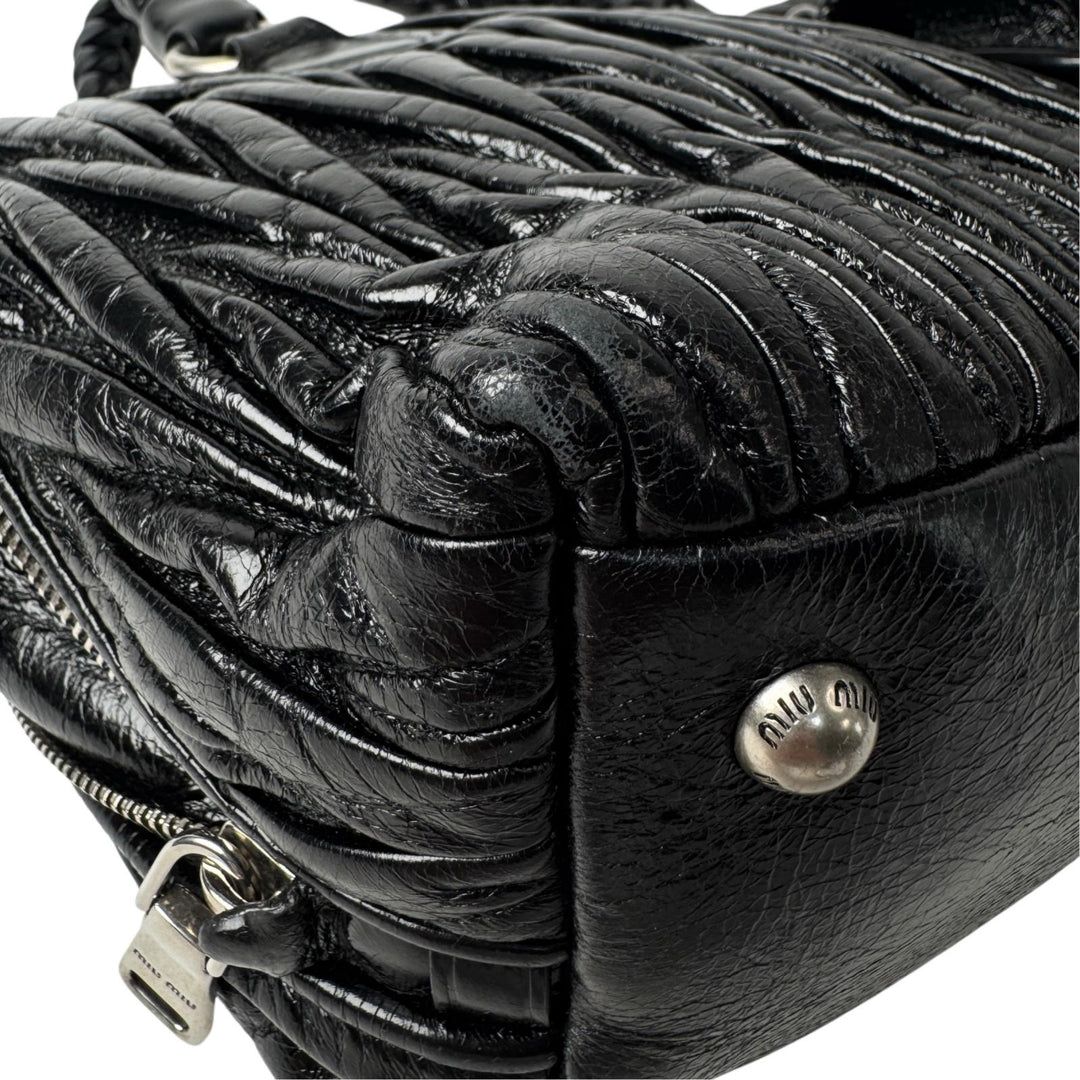 ミュウミュウ MIU MIU マテラッセ シャインレザー 2way ハンドバッグ ショルダーバッグ ポーチ付 斜めがけ クロスボディ レディース