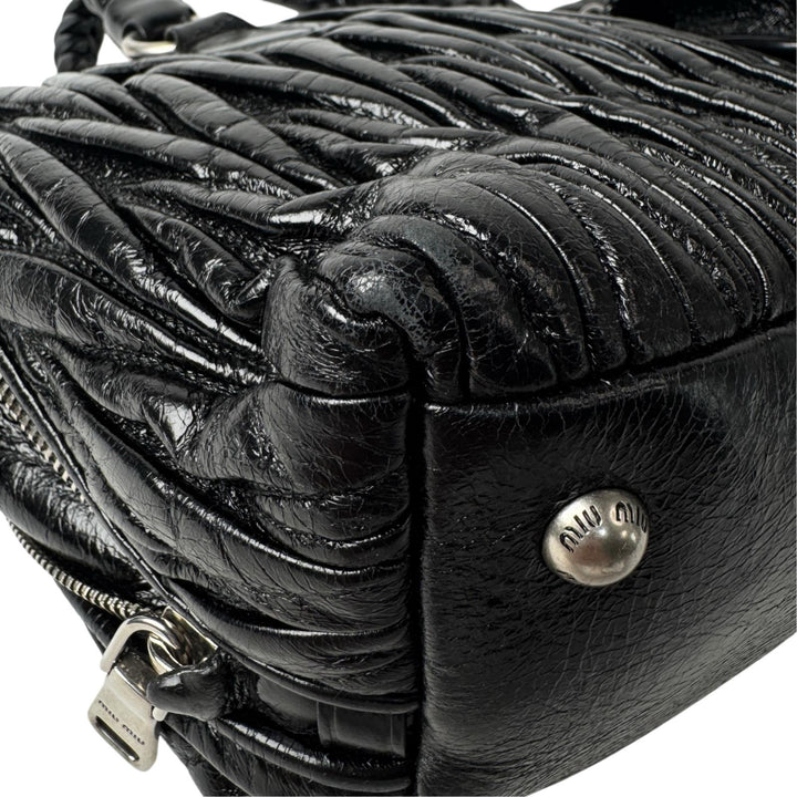ミュウミュウ MIU MIU マテラッセ シャインレザー 2way ハンドバッグ ショルダーバッグ ポーチ付 斜めがけ クロスボディ レディース