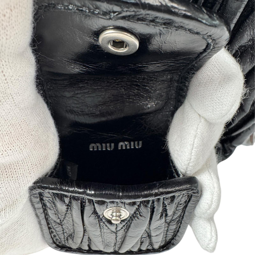 ミュウミュウ MIU MIU マテラッセ シャインレザー 2way ハンドバッグ ショルダーバッグ ポーチ付 斜めがけ クロスボディ レディース
