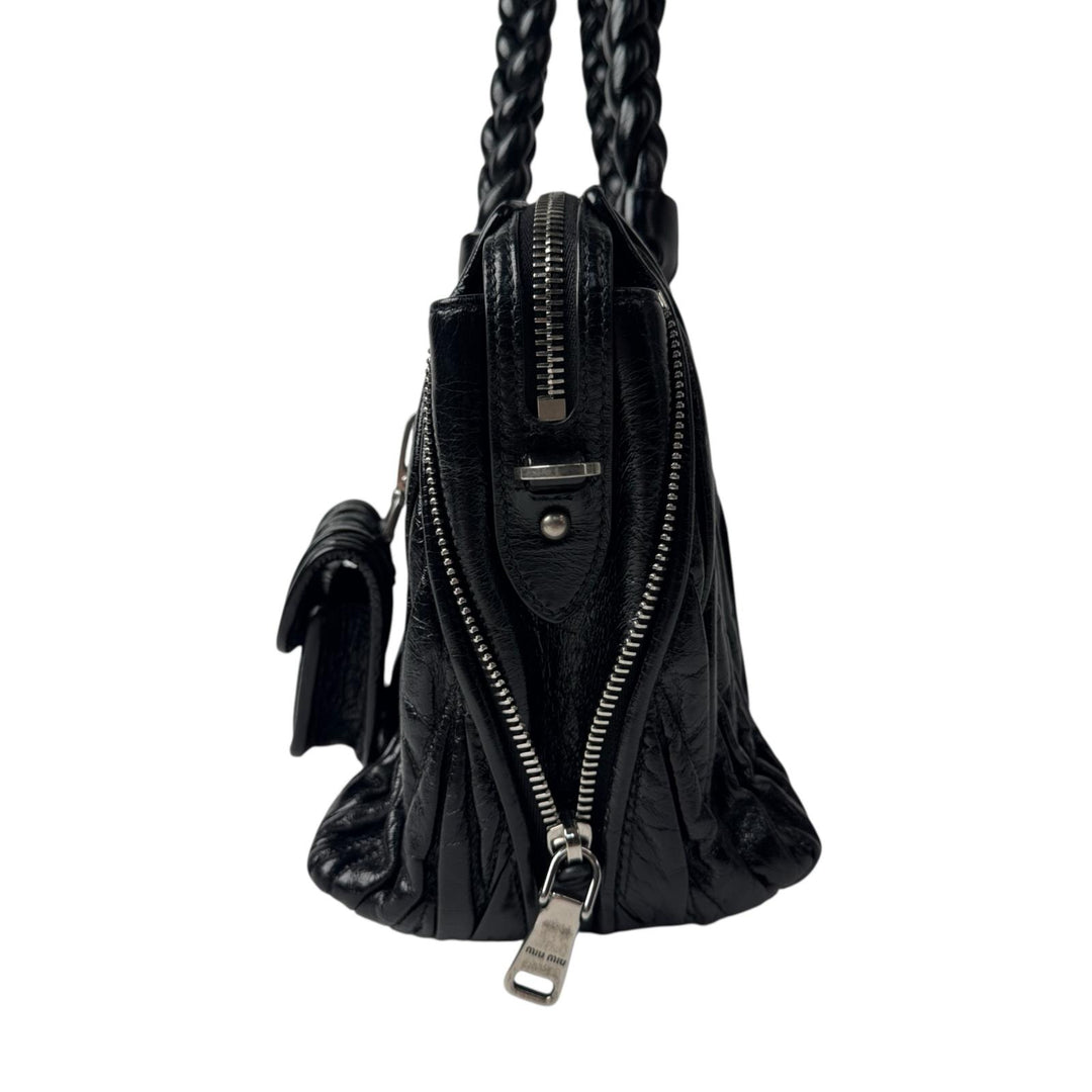 ミュウミュウ MIU MIU マテラッセ シャインレザー 2way ハンドバッグ ショルダーバッグ ポーチ付 斜めがけ クロスボディ レディース