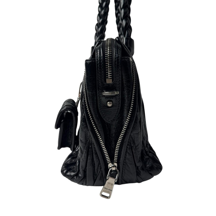 ミュウミュウ MIU MIU マテラッセ シャインレザー 2way ハンドバッグ ショルダーバッグ ポーチ付 斜めがけ クロスボディ レディース