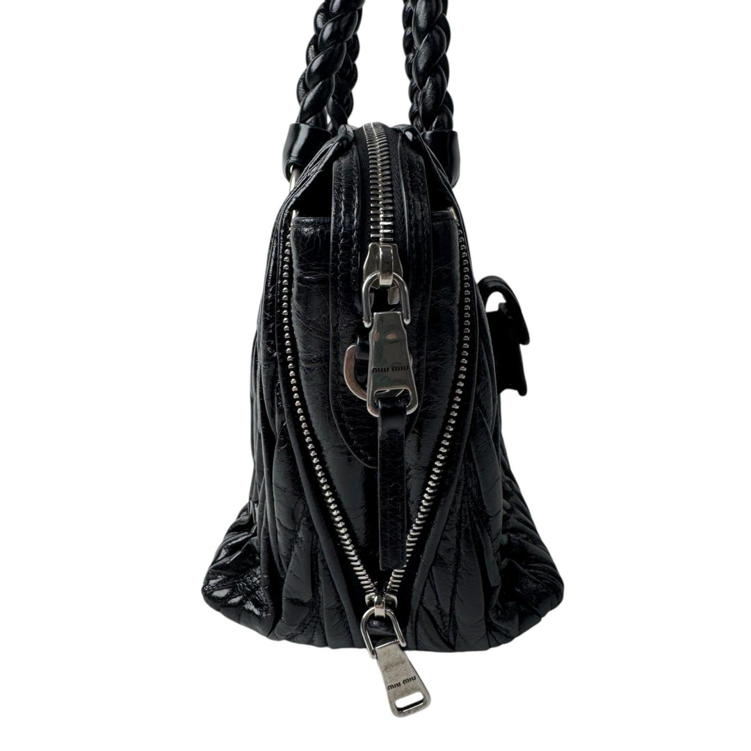 ミュウミュウ MIU MIU マテラッセ シャインレザー 2way ハンドバッグ ショルダーバッグ ポーチ付 斜めがけ クロスボディ レディース