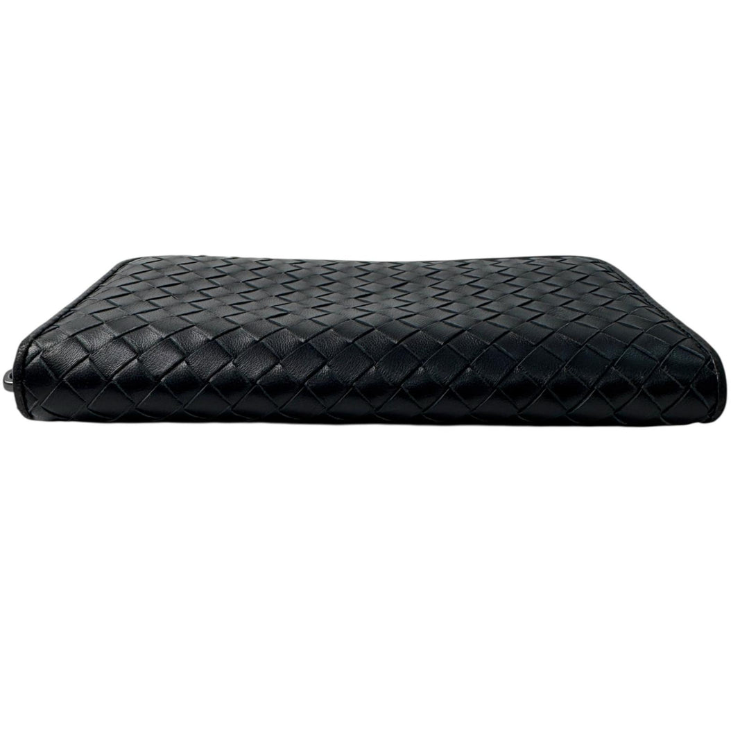 美品 ボッテガヴェネタ Bottega Veneta イントレチャート 長財布 ジップアラウンド 黒 メンズ