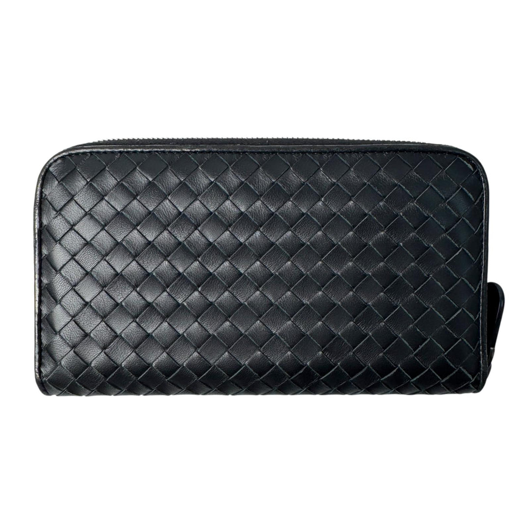 美品 ボッテガヴェネタ Bottega Veneta イントレチャート 長財布 ジップアラウンド 黒 メンズ