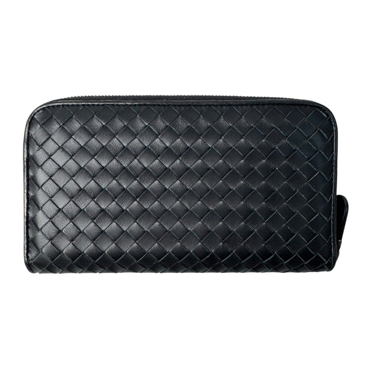 美品 ボッテガヴェネタ Bottega Veneta イントレチャート 長財布 ジップアラウンド 黒 メンズ
