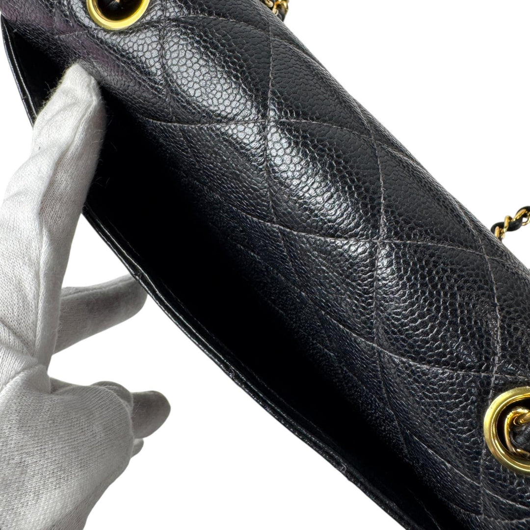 美品 シャネル CHANEL ダイアナ フラップ マトラッセ 25 A01165 キャビアスキン チェーンショルダーバッグ レディース