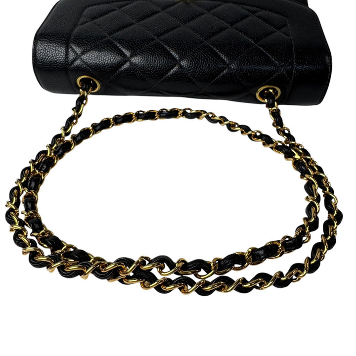 美品 シャネル CHANEL ダイアナ フラップ マトラッセ 25 A01165 キャビアスキン チェーンショルダーバッグ レディース