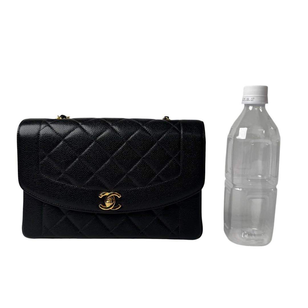 美品 シャネル CHANEL ダイアナ フラップ マトラッセ 25 A01165 キャビアスキン チェーンショルダーバッグ レディース