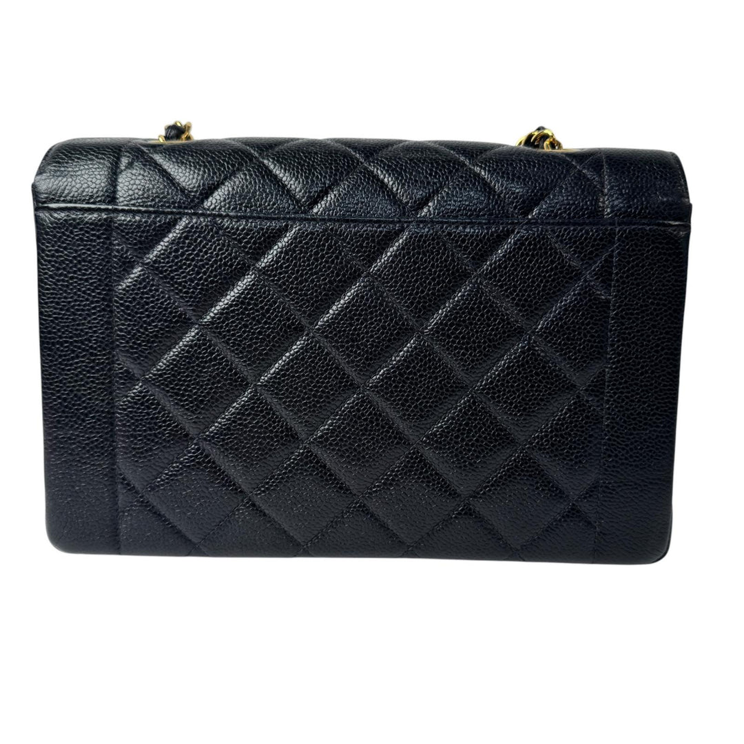 美品 シャネル CHANEL ダイアナ フラップ マトラッセ 25 A01165 キャビアスキン チェーンショルダーバッグ レディース