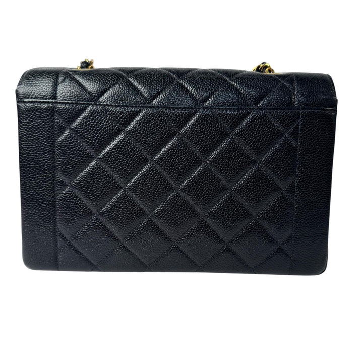 美品 シャネル CHANEL ダイアナ フラップ マトラッセ 25 A01165 キャビアスキン チェーンショルダーバッグ レディース