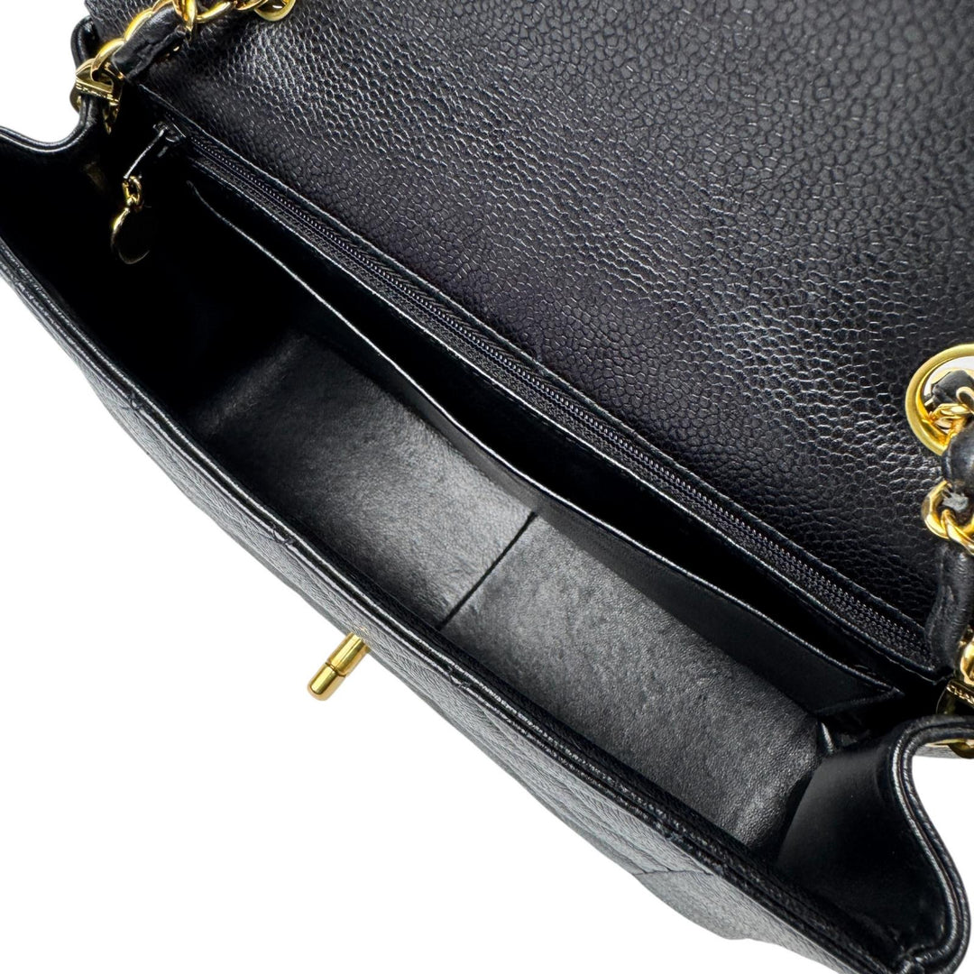 美品 シャネル CHANEL ダイアナ フラップ マトラッセ 25 A01165 キャビアスキン チェーンショルダーバッグ レディース