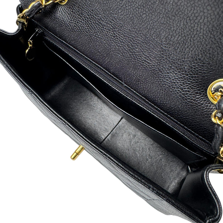 美品 シャネル CHANEL ダイアナ フラップ マトラッセ 25 A01165 キャビアスキン チェーンショルダーバッグ レディース