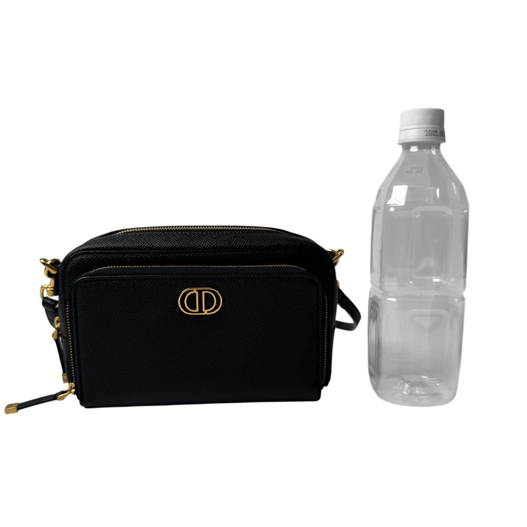 美品 ディオール Dior カロ ダブルポーチ 黒 ショルダーバッグ レザー CD 斜めがけ クロスボディ レディース