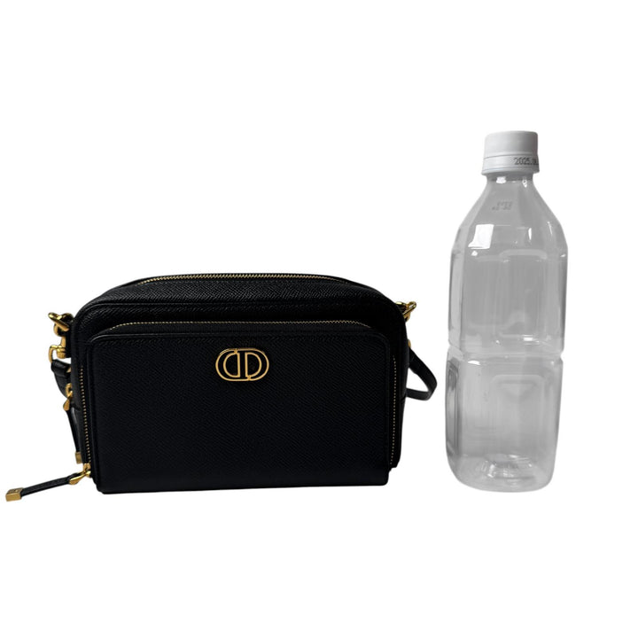 美品 ディオール Dior カロ ダブルポーチ 黒 ショルダーバッグ レザー CD 斜めがけ クロスボディ レディース