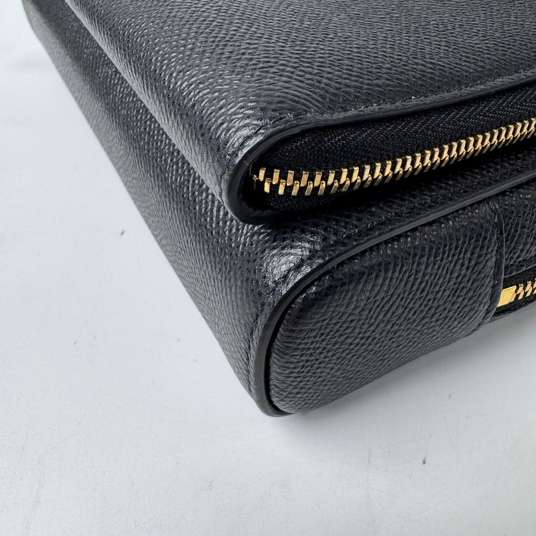 美品 ディオール Dior カロ ダブルポーチ 黒 ショルダーバッグ レザー CD 斜めがけ クロスボディ レディース