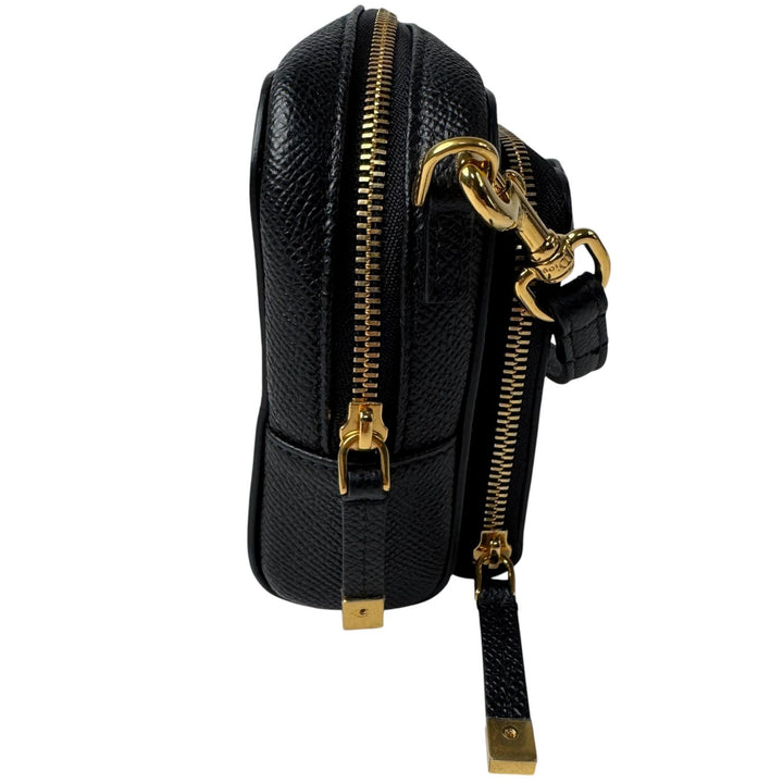 美品 ディオール Dior カロ ダブルポーチ 黒 ショルダーバッグ レザー CD 斜めがけ クロスボディ レディース