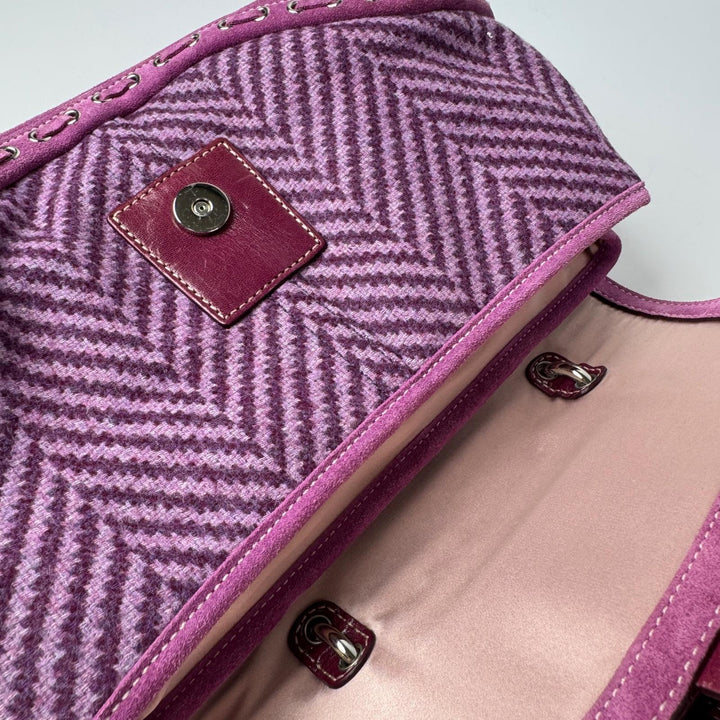コーチ COACH ソーホー ツイード×レザー ハンドバッグ 9748 パープル レディース