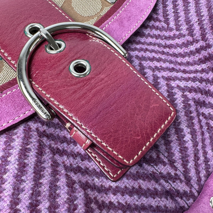 コーチ COACH ソーホー ツイード×レザー ハンドバッグ 9748 パープル レディース