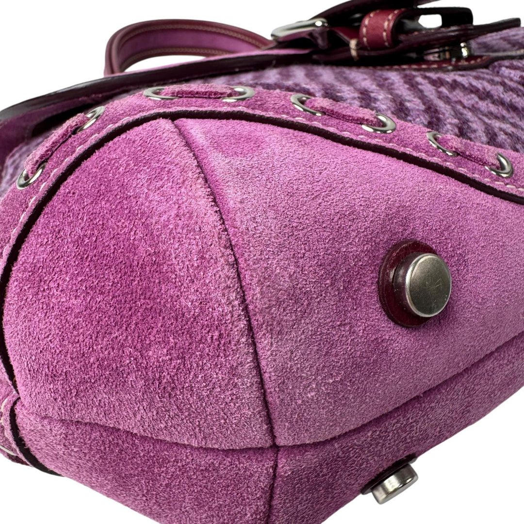 コーチ COACH ソーホー ツイード×レザー ハンドバッグ 9748 パープル レディース