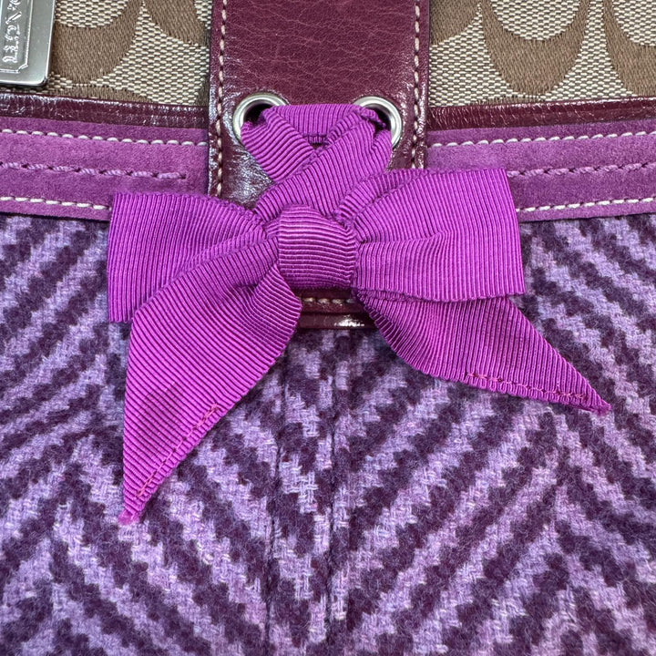 コーチ COACH ソーホー ツイード×レザー ハンドバッグ 9748 パープル レディース
