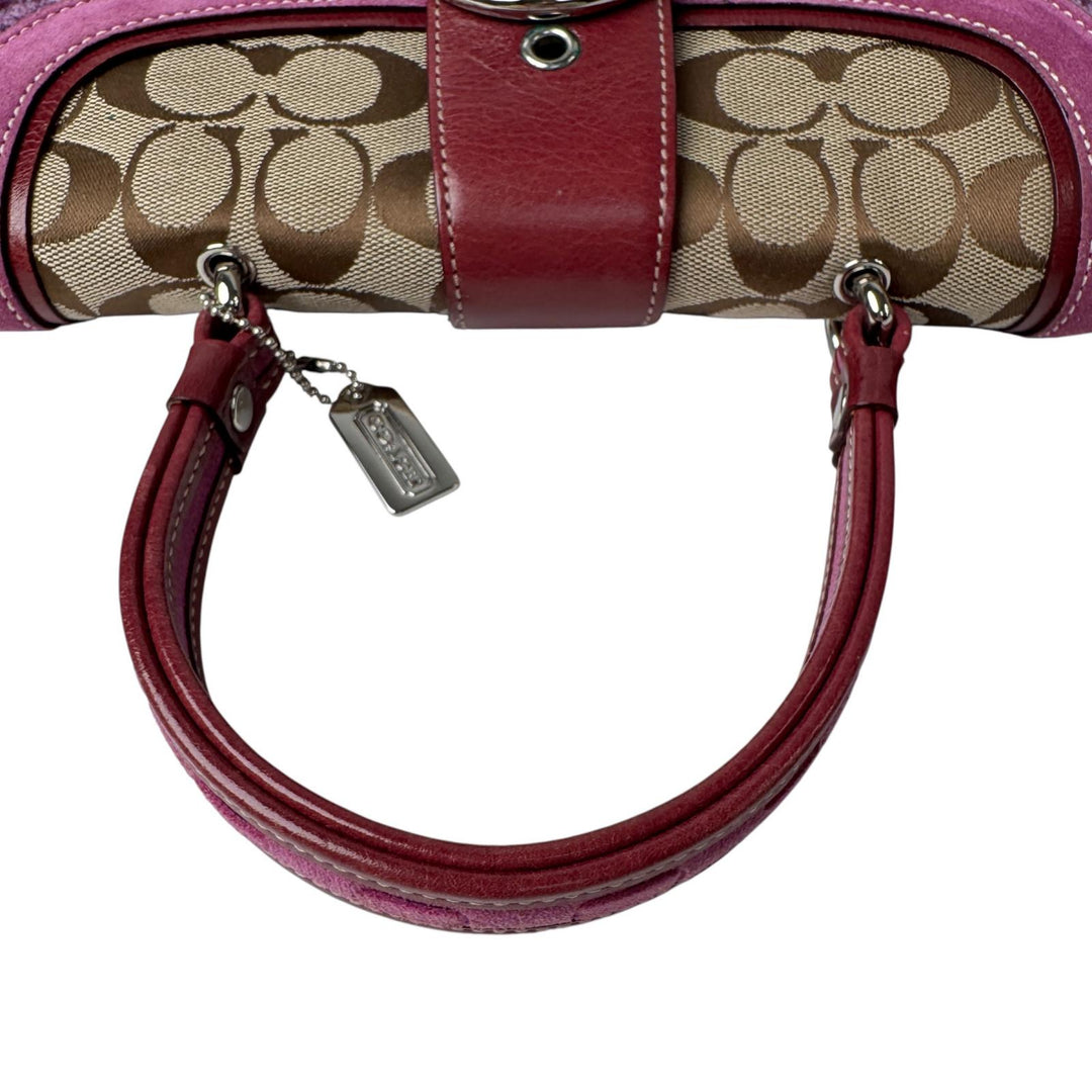 コーチ COACH ソーホー ツイード×レザー ハンドバッグ 9748 パープル レディース