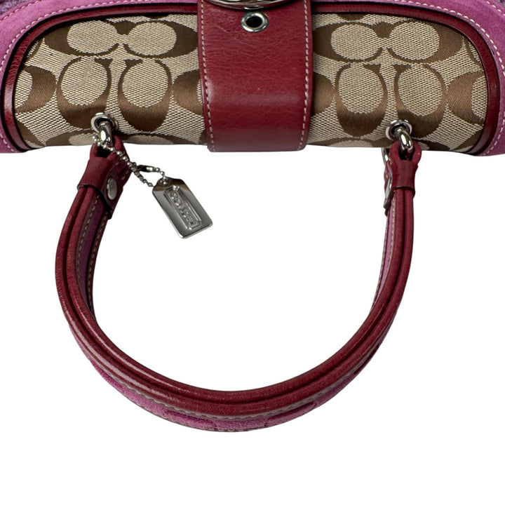 コーチ COACH ソーホー ツイード×レザー ハンドバッグ 9748 パープル レディース