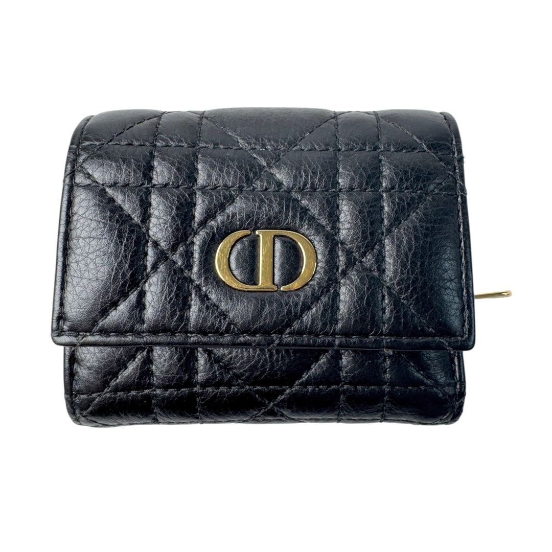 美品 ディオール DIOR カナージュ コンパクトウォレット 三つ折り財布 レディース