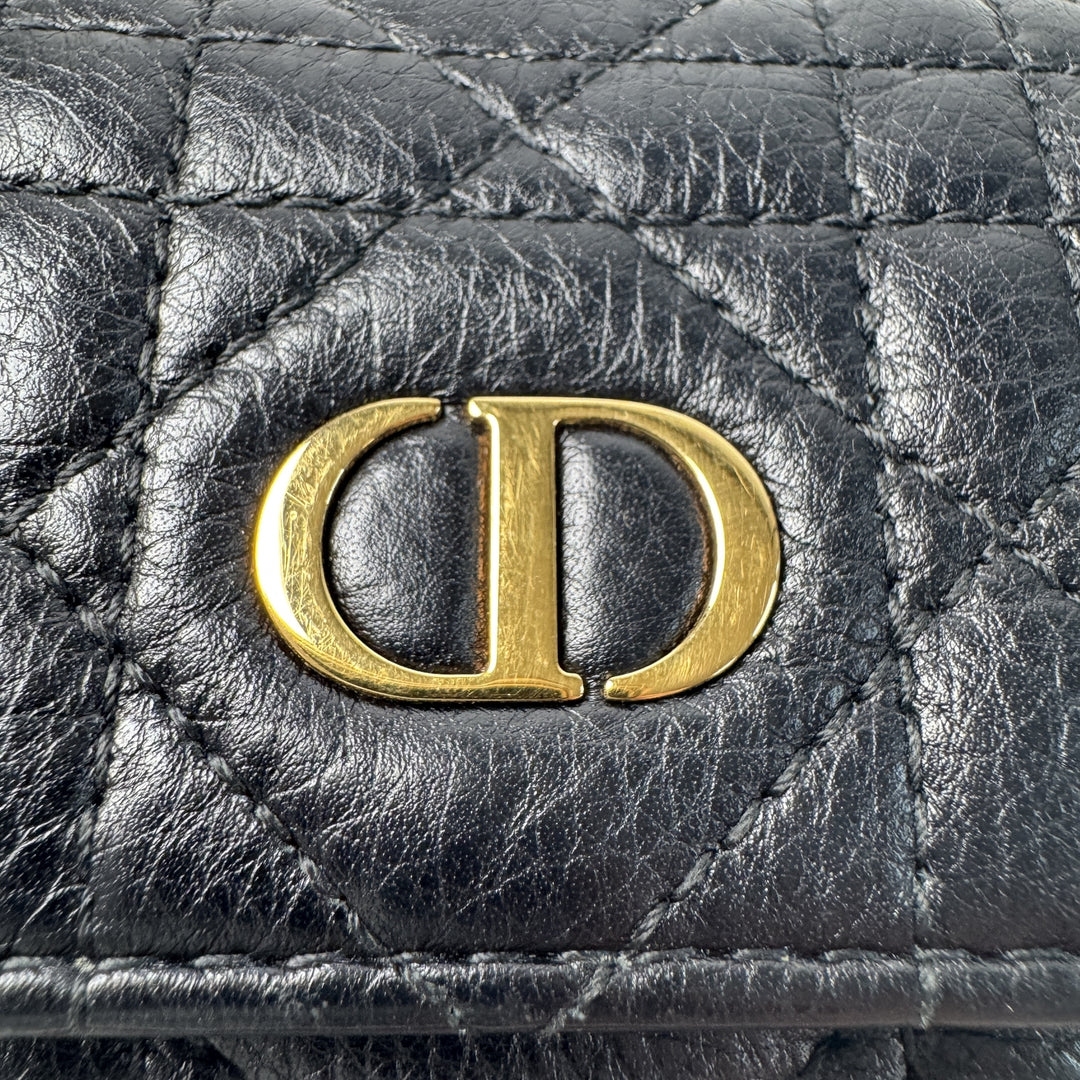 美品 ディオール DIOR カナージュ コンパクトウォレット 三つ折り財布 レディース