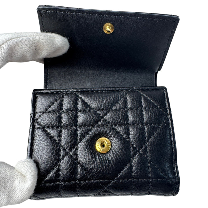 美品 ディオール DIOR カナージュ コンパクトウォレット 三つ折り財布 レディース
