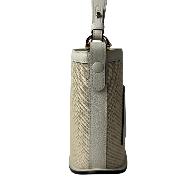 新品同様 デルヴォー DELVAUX パンミニバケット イリュージョン ジャガード ハンドバッグ AA0607 レディース