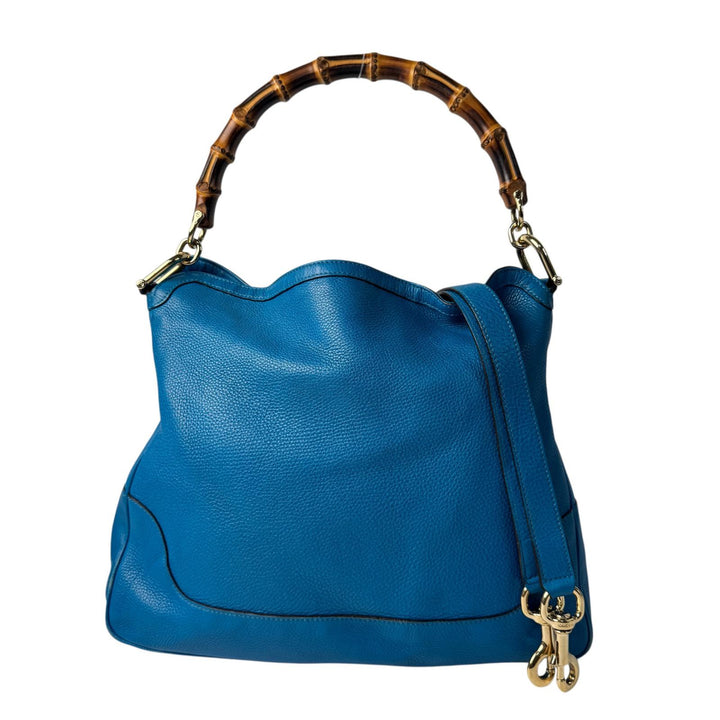 グッチ GUCCI バンブー ダイアナ 2way レザー ショルダーバッグ ハンドバッグ ブルー 282315 斜めがけ クロスボディ レディース
